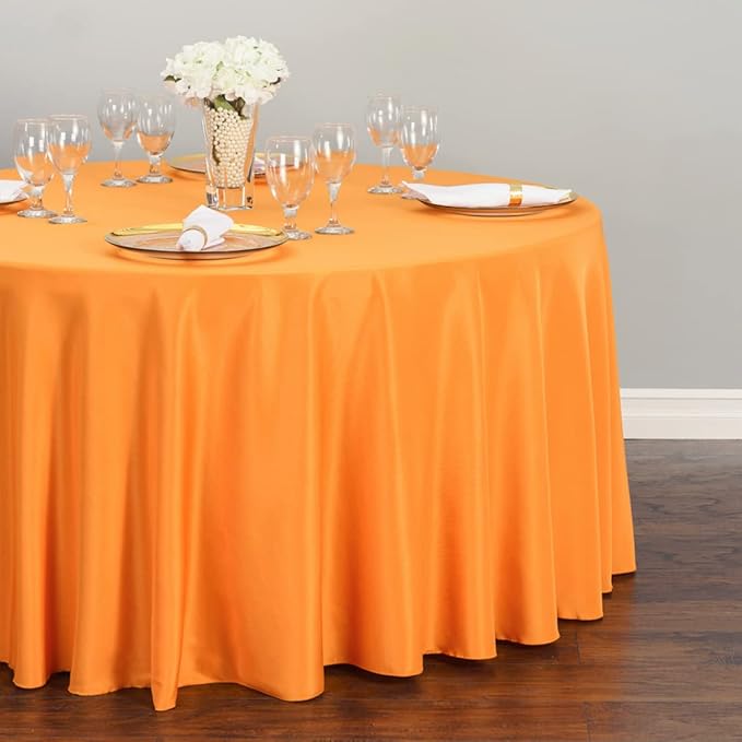 LTC LINENS 10 Pack 120 Inch Round Tablecloth Orange - Image 2