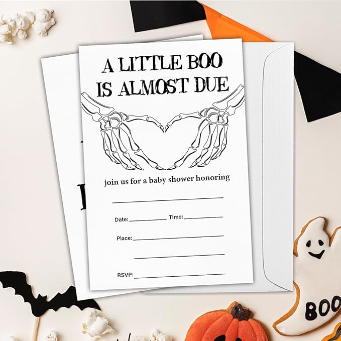 Halloween Baby Shower Party Invitations, Gothic Skeleton Spooky Baby Shower - Image 5