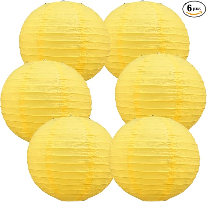 BEISHIDA 8-Inch Yellow Round Paper Lanterns Decorative Hanging Asia Chinese by Beishida