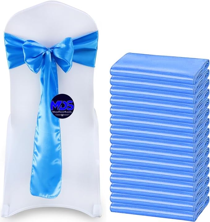 MDS Pack of 200 PCS Satin Chair Sashes Charmeuse Sateen Dining Chair Bows by MDS