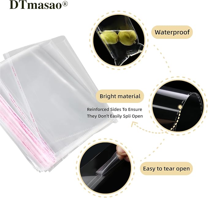 6x9 Inches 100 Pcs Self Sealing Cellophane Bags Clear Cookie Bags Resealable - Image 3