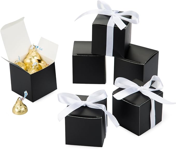 AWELL Black Gift Candy Box Bulk 2x2x2 inches - Image 3