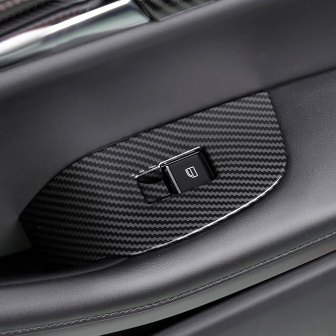 4pcs Carbon Fiber Style Front Rear Doors Window Glass Lift Switch Panel Cover - Image 3