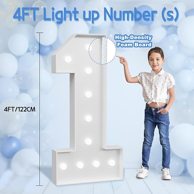 Marquee Numbers Large 100th-Birthday Decorations: 4ft Light Up Number Party - Image 4