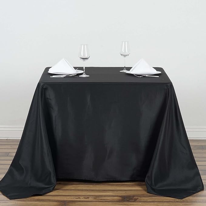Efavormart 90" Black Wholesale Linens Polyester Square Linen Tablecloth by efavormart