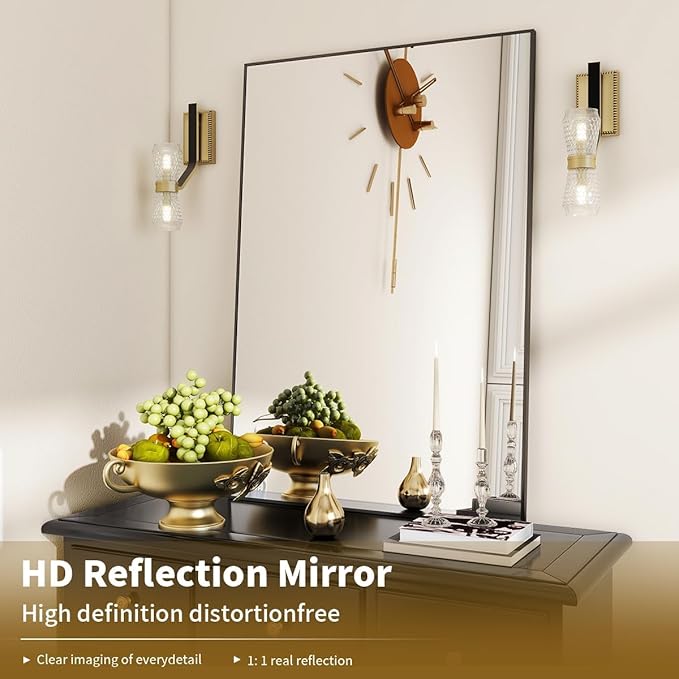 BEAUTYPEAK Black Bathroom Wall Mirror - Image 2