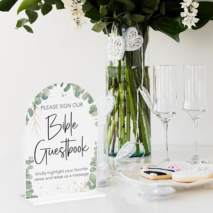 Boho Wedding Bible Guest Book Sign Our Bible Wedding Sign Acrylic Arch Wedding - Image 4