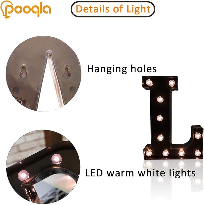 Pooqla Decorative LED Illuminated Letter Marquee Sign - Image 2