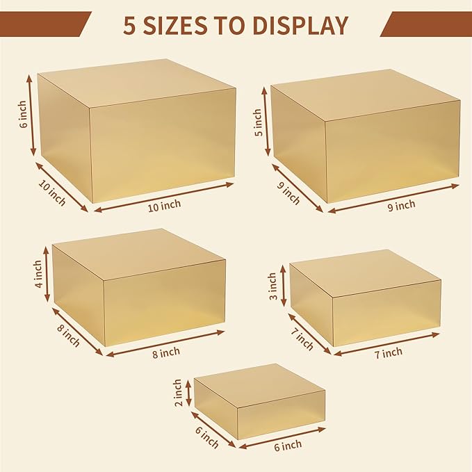 Acrylic Risers for Display 5 Pcs, Food Risers for Party Gold Cube Boxes Display - Image 3