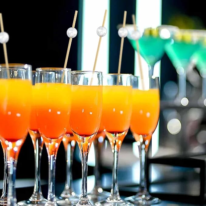 120 Pcs Glitter Ball Cocktail Picks 4.7" Drinks Fruits Hawaiian Party Food - Image 4