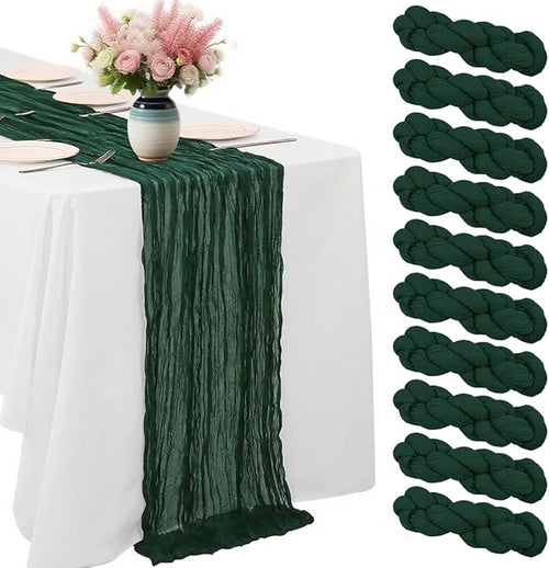 10 Pack Blackish Green Cheesecloth Table Runner -21*120Inch Long Boho Wedding by MIRRASMIRROR
