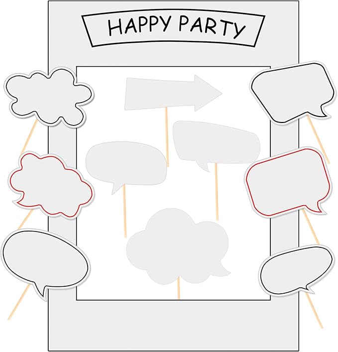 18pcs Blank Photo Booth Props Black Chalkboard Photo Booth Props Frame by WHQXFDZ