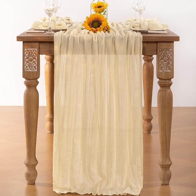 Beige Cheesecloth Table Runner 10 Pack Fall Table Runners 120 Inches Boho Gauze - Image 4