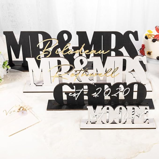 callie Personalized Mr and Mrs Wedding Table Sign, Custom Name Date Mr and Mrs - Image 4