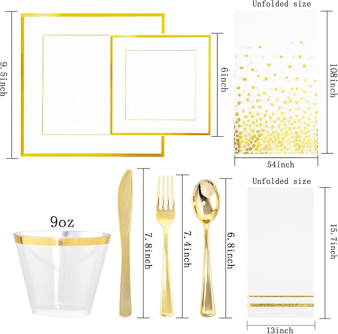 Festiva 176Pcs Gold Plates Disposable - Image 2