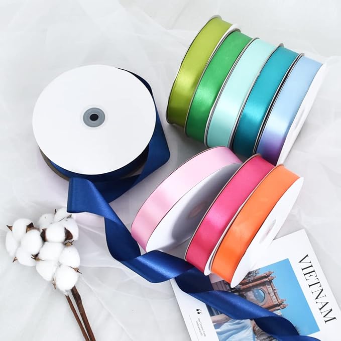 TONIFUL 1 Inch x 100yds Shocking Pink Satin Ribbon, Thin Solid Color Satin - Image 6