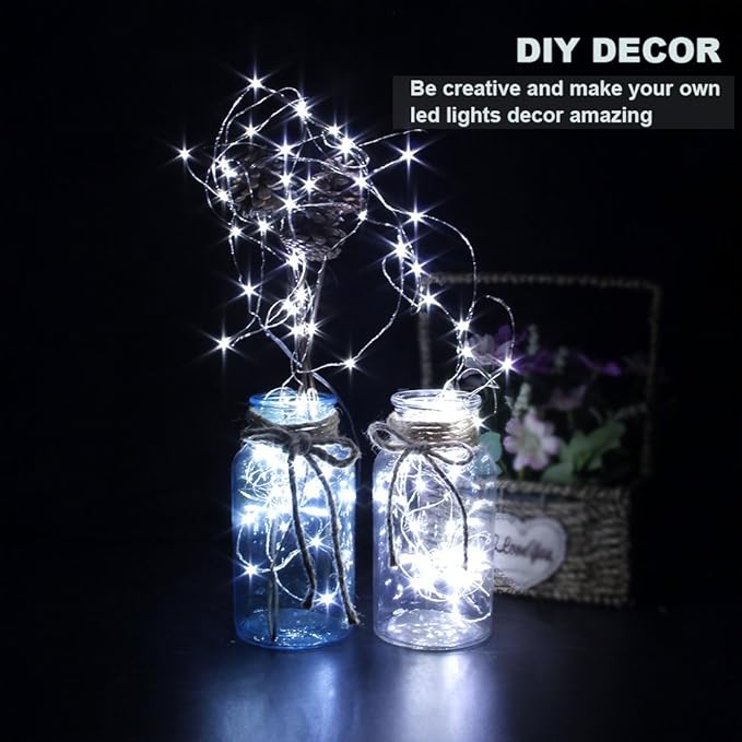 CYLAPEX 6 Pack Cool White Fairy String Lights Battery Operated Fairy Lights - Image 3