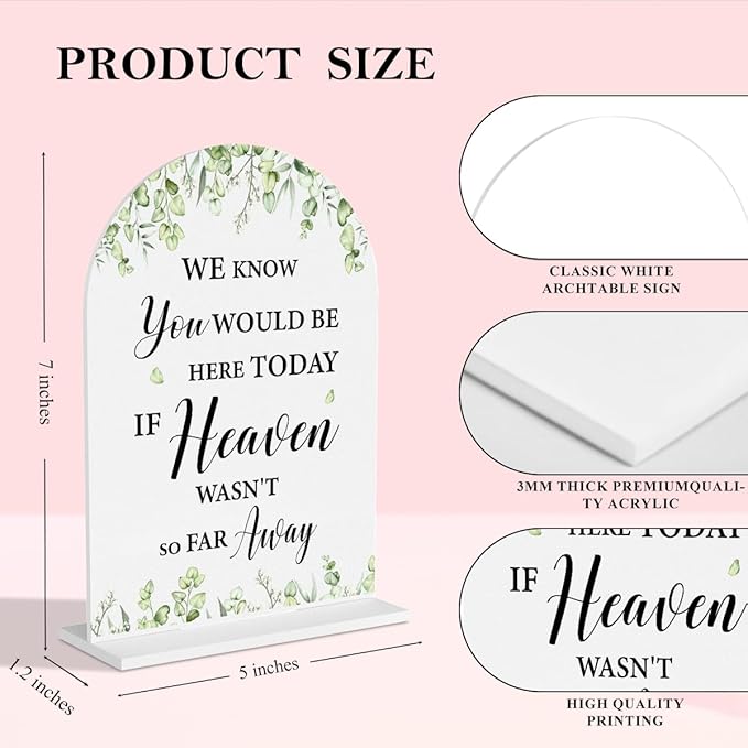 Wedding Memorial Sign We Know You Would Be Here Today If Heaven White Acrylic - Image 3