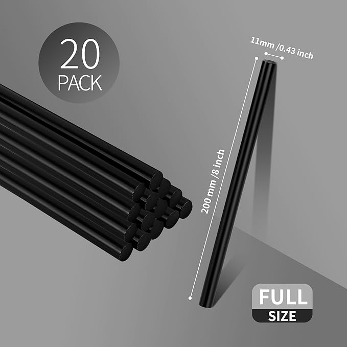 MATUFF Black Hot Glue Sticks Full Size 0.43” Dia x 8” Long, All-Purpose Glue - Image 2