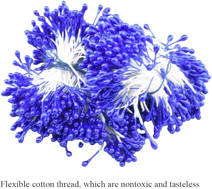 HAHIYO 700Pcs 3mm Royal Blue Pearl Double Head Flower Stamen Pistil - Image 3