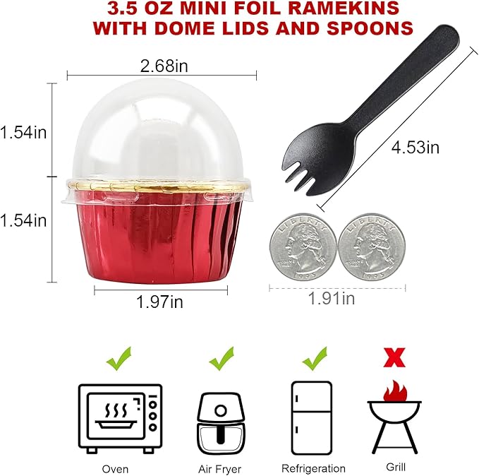 Foil Cupcake Liners with Dome Lids 100Pack, Free-Air 3.5Oz Cups - Image 5