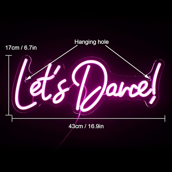 Wanxing Let's Danced Neon Signs Let's Dance Neon Light Up Sign Pink Led Word - Image 2