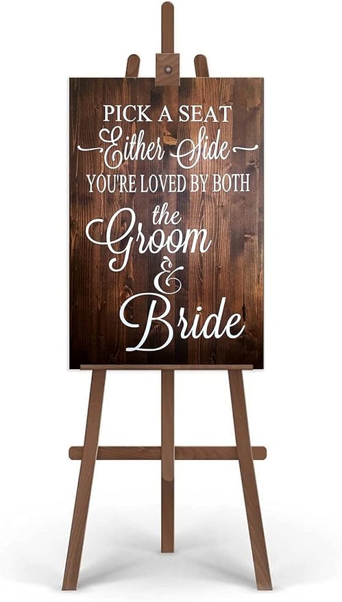 Rustic Wooden Signs Pick a Seat Not A Side Sign You Are Loved by the Groom and by Eletina