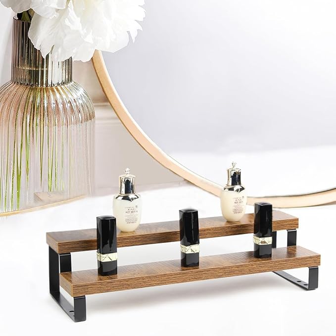 4-Tier Wooden Display Riser Shelf Stand for, Condiment & Dolls Collection Home - Image 2