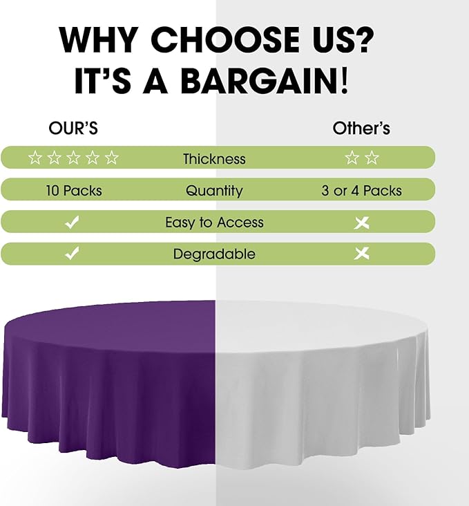 Pureegg Plastic Table Cloth Disposable 10 Pack, Halloween Party Decorations - Image 3