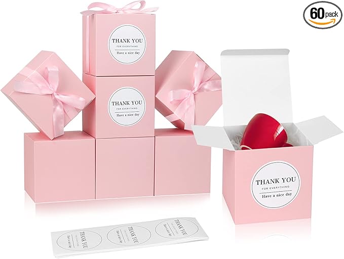 COTOPHER Small Gift Boxes 60 Pack 4x4x4 inches Pink Gift Boxes by COTOPHER