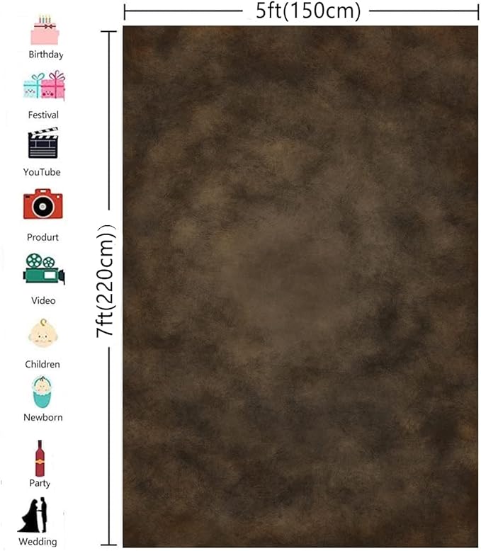 5x7ft Dark Brown Mottled Texture Photography Backdrop - Image 3