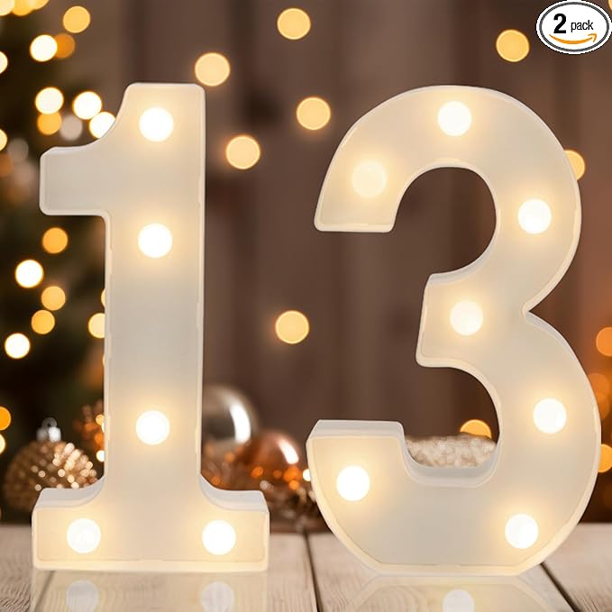 Decorative Led Light Up Numbers, 13th Birthday Decorations, Warm White Led by Weareyourgoodpartners
