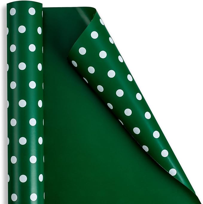 Flyhill Green Wrapping Paper Roll, Reversible Gift Wrap Paper by Flyhill