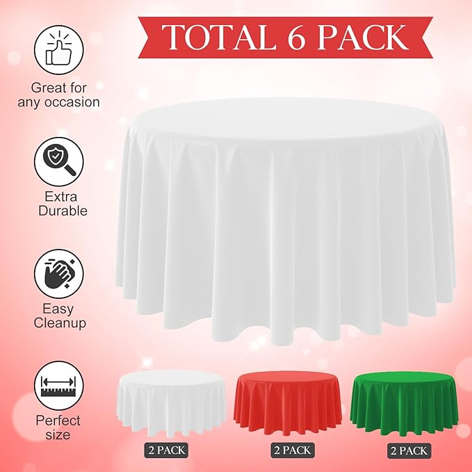 6 Pack Christmas Round Disposable Tablecloth, Italy Theme Table Covers - Image 3