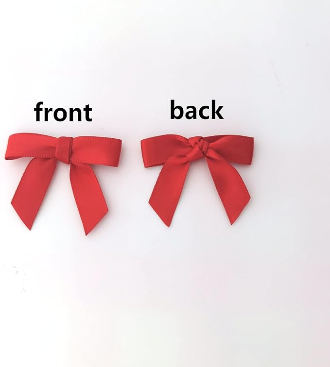 50pcs 1-1/2" Mini Red Satin Ribbon Bows - Image 4