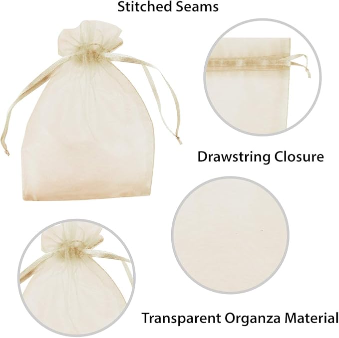 Super Z Outlet 100 Pack 5x7 Inch Mini Sheer Drawstring Organza Transparent Bags - Image 4