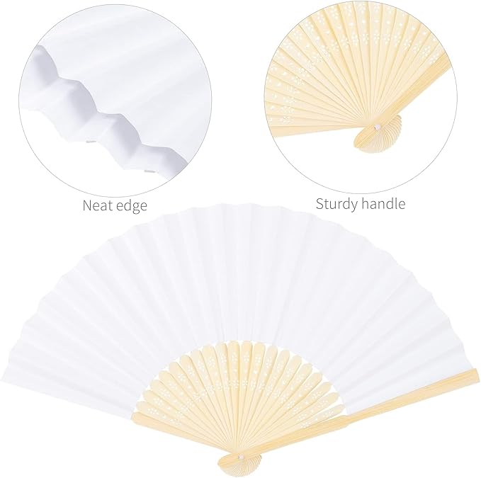 Aneco 36 Pieces Handheld Paper Fans Paper Folding Fans - Image 3