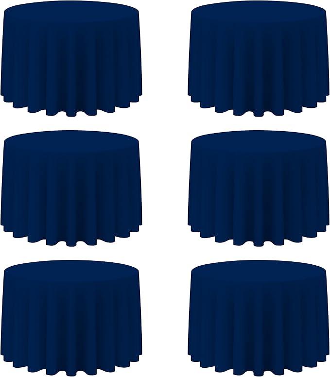 BRILLMAX 6 Pack Navy Blue Round Tablecloths 108 Inch by BRILLMAX