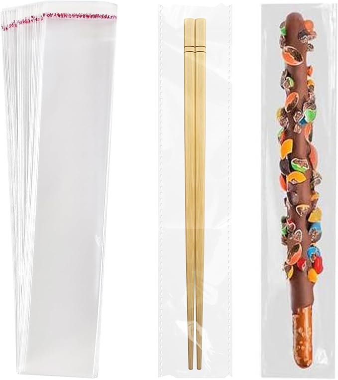 2x10 Inches 100 Pcs Pretzel Bags Thickened Pretzel Rod, Self Sealing Cellophane by DTmasao