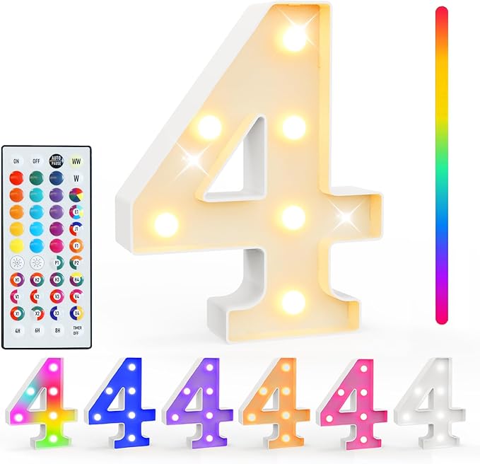 Pooqla Colorful Light Up Numbers, 35 Colors LED Marquee Number Lights by Pooqla