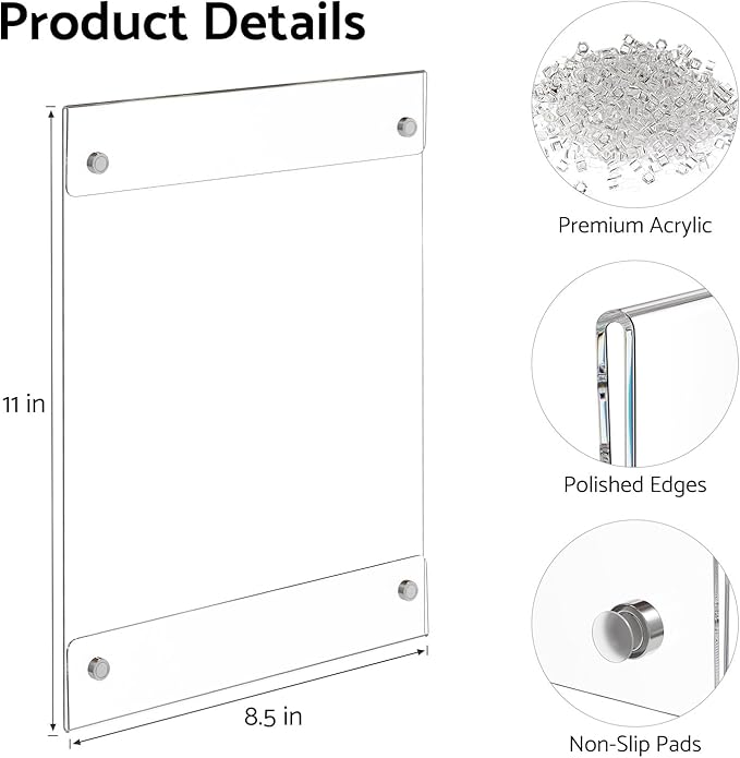HIIMIEI Magnetic Acrylic Sign Holder 8.5 x 11 - Image 3