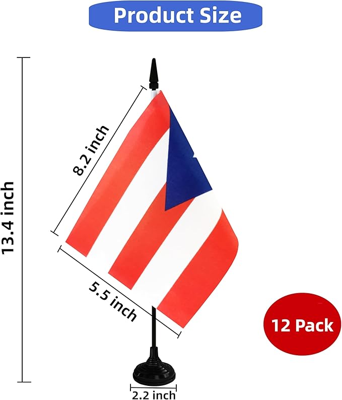 Puerto Rico Desk Flag, 12 Pack Puerto Rican Table Office Flag - Image 2