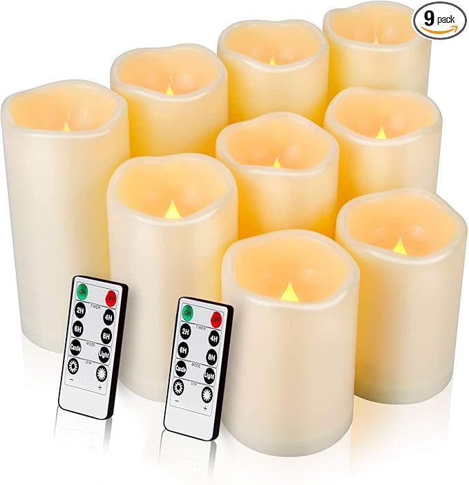 9pcs Flameless Flicking LED Candles by outdoorcandleswithremote