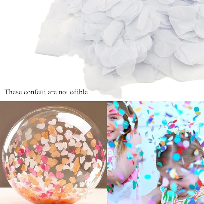HAHIYO 0.78Inch White Heart Tissue Paper Confetti Table Decoration Confetti Dot - Image 7