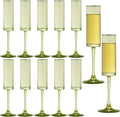 12 Pieces Green Champagne Flutes 6 OZ Straight Sided Wine Glasses Champagne by Unknown