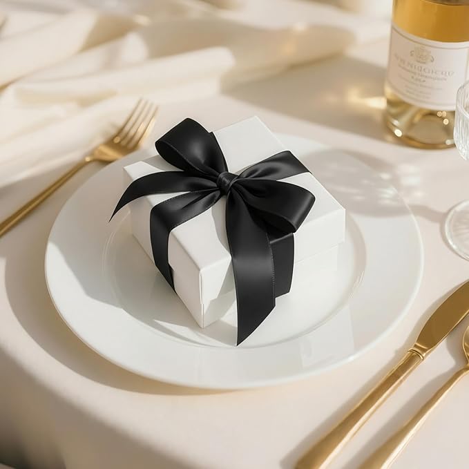 Solid Color Double Faced Black Satin Ribbon 1-1/2" X 25 Yards Ribbons Use - Image 3