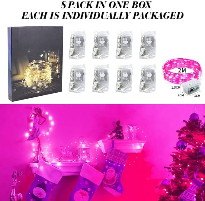 ZGWJ 8 Pack Fairy Lights Battery Operated, 7ft 20 Mini LED Fairy String Lights - Image 6