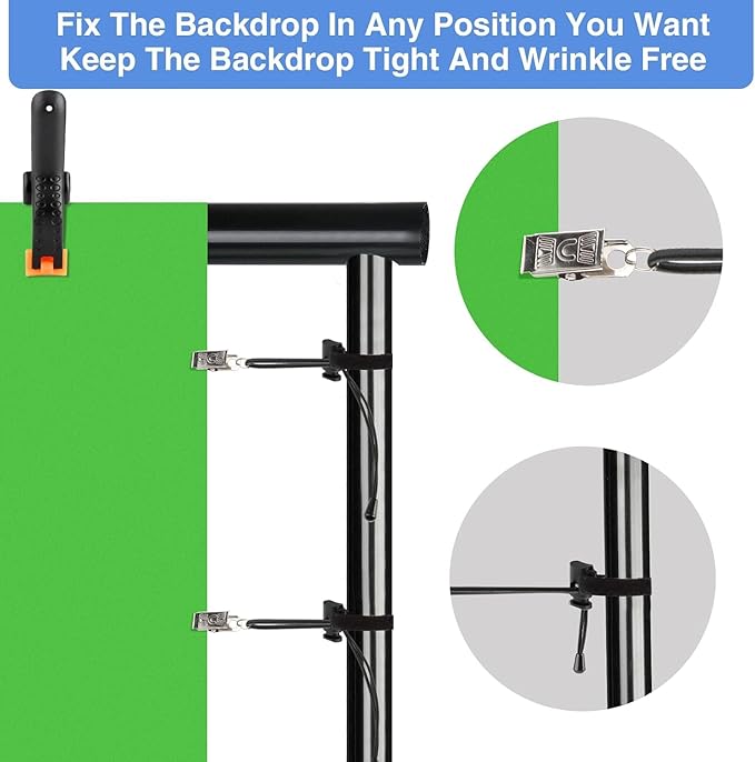 6 Pack 4.5 Inch Heavy Duty Spring Clamps + 6 Pack Backdrop Clips, Elastic Nylon - Image 5