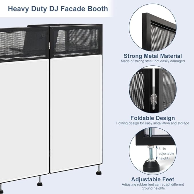 LUCKUP Portable DJ Booth 41"L x 20"W DJ Facade - Image 3