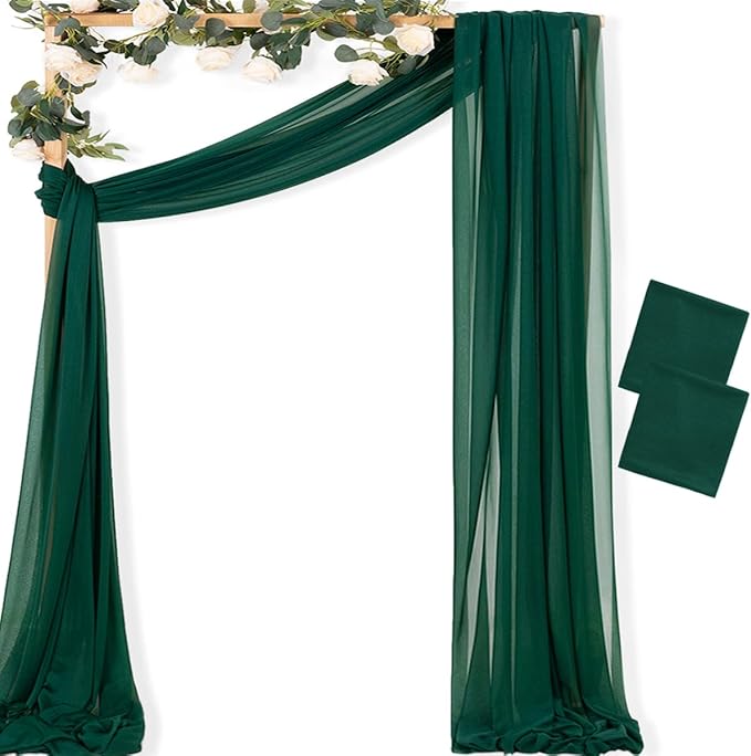MLMC Emerald Green Wedding Arch Draping Fabric 2 Panels 29" x 20 FT Extra Long by MLMC